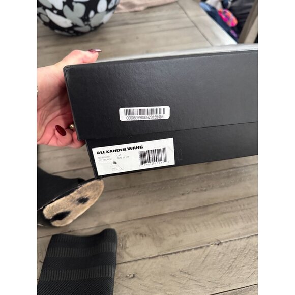 ALEXANDER WANG Cat Stretch Sock Boots Booties Black Heeled Size 39.5 - Picture 9 of 10